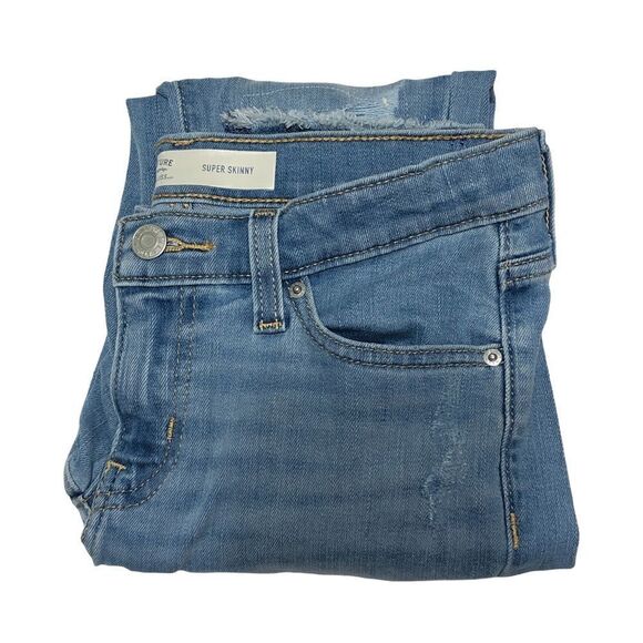 Levis Girls Jeans Sz 14 Adjustable Waist Skinny Distressed Destructed - Picture 4 of 10